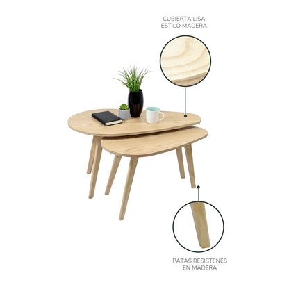Set Mesas de Centro Aruba 2 Piezas Beige