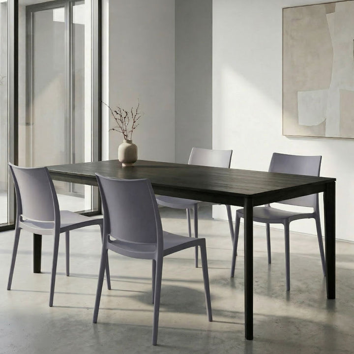 Set 4 Sillas de Comedor de Plástico Apta Exterior Gris