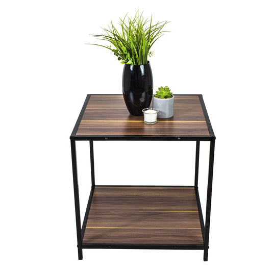 Mesa Auxiliar Latte Tipo Caoba Café y Negra