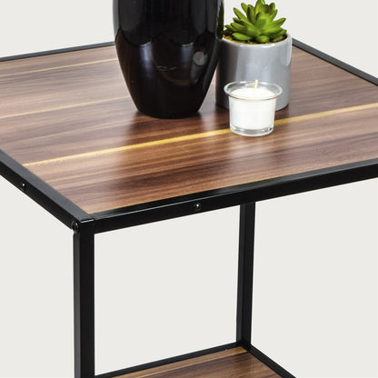 Mesa Auxiliar Latte Tipo Caoba Café y Negra