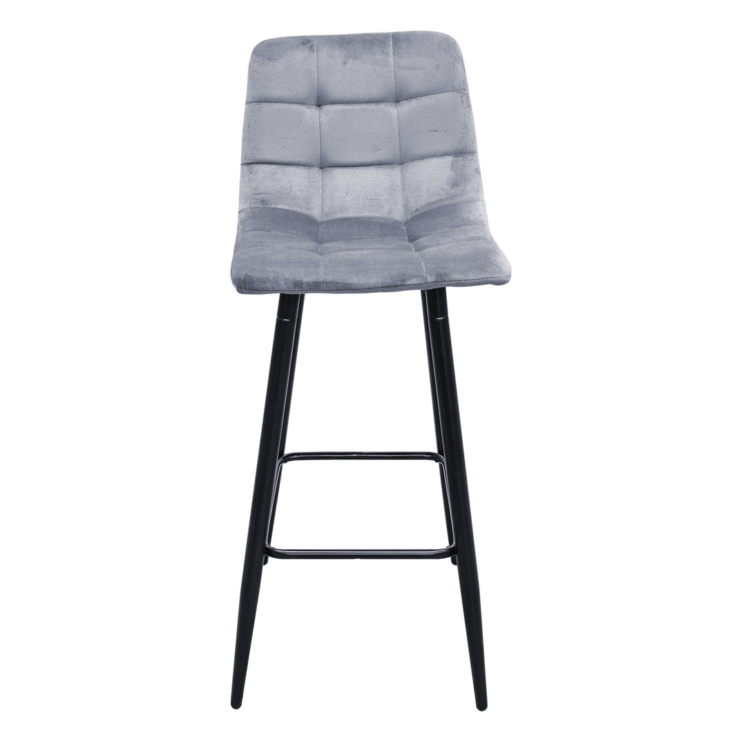 Set 2 Taburetes Altos Banco-Oxford Acolchados Gris