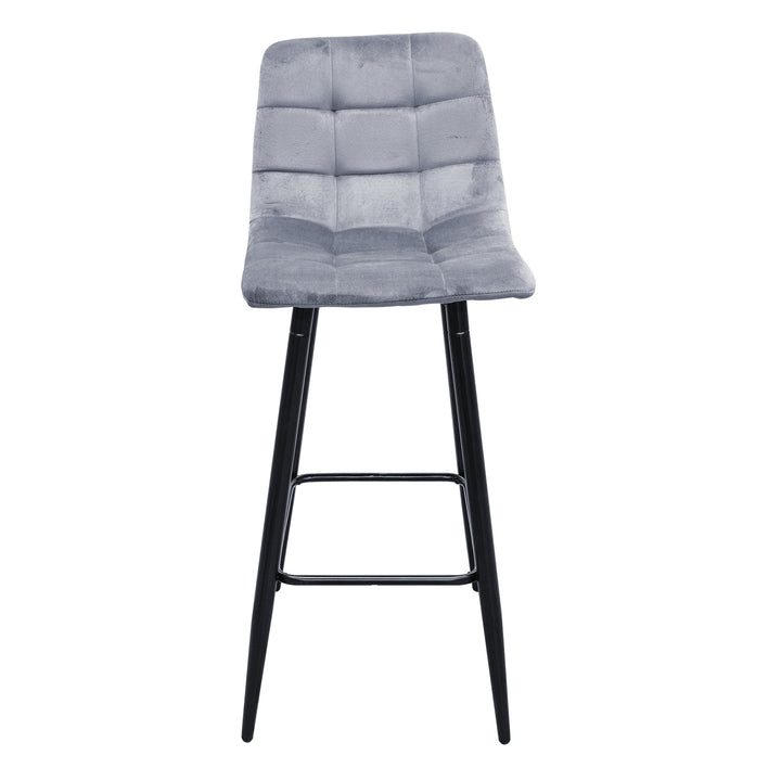 Set 2 Taburetes Altos Banco-Oxford Acolchados Gris