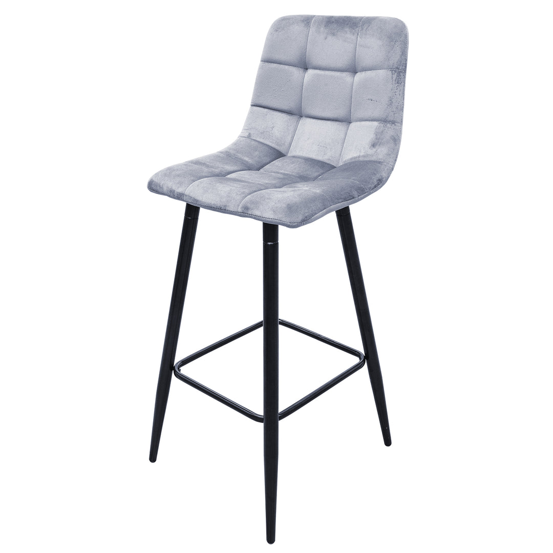 Set 2 Taburetes Altos Banco-Oxford Acolchados Gris
