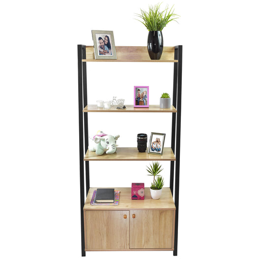 Librero Vertical Bangi con Puertas Café y Negro