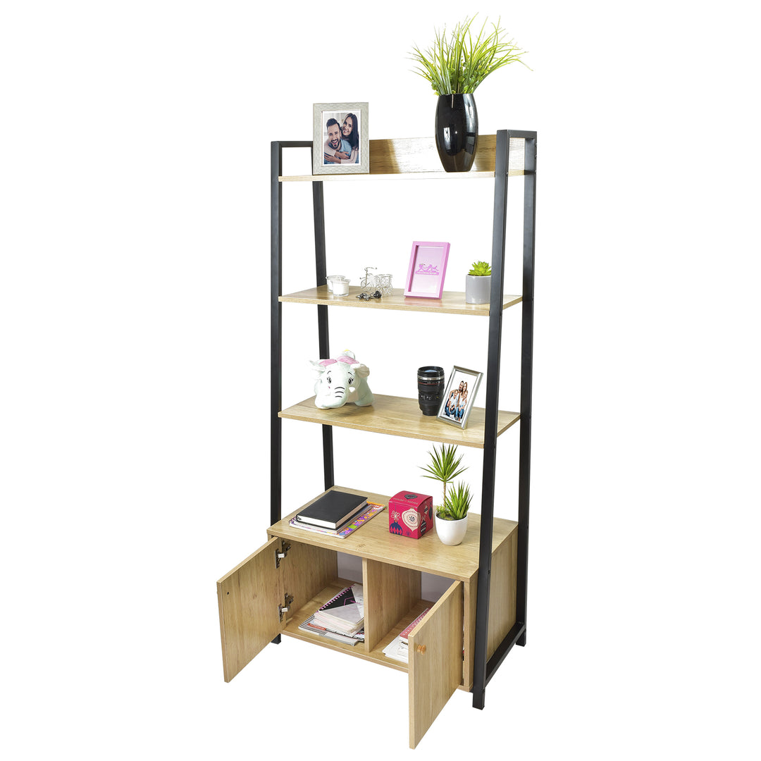 Librero Vertical Bangi con Puertas Café y Negro