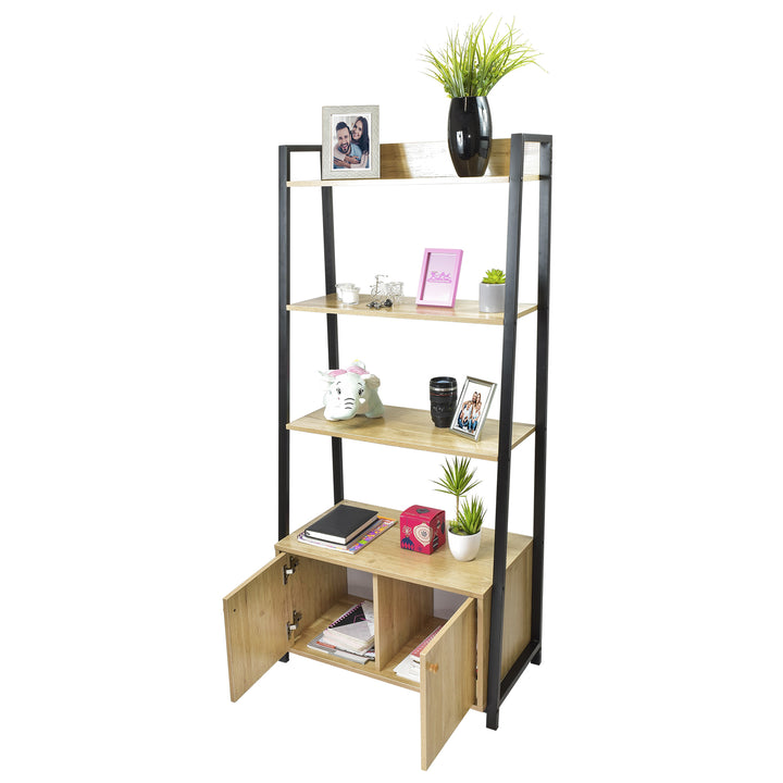 Librero Vertical Bangi con Puertas Café y Negro