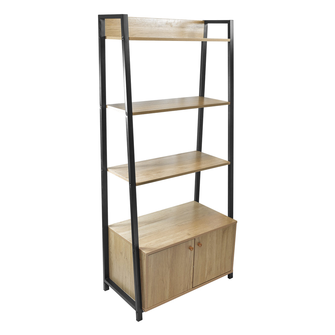 Librero Vertical Bangi con Puertas Café y Negro