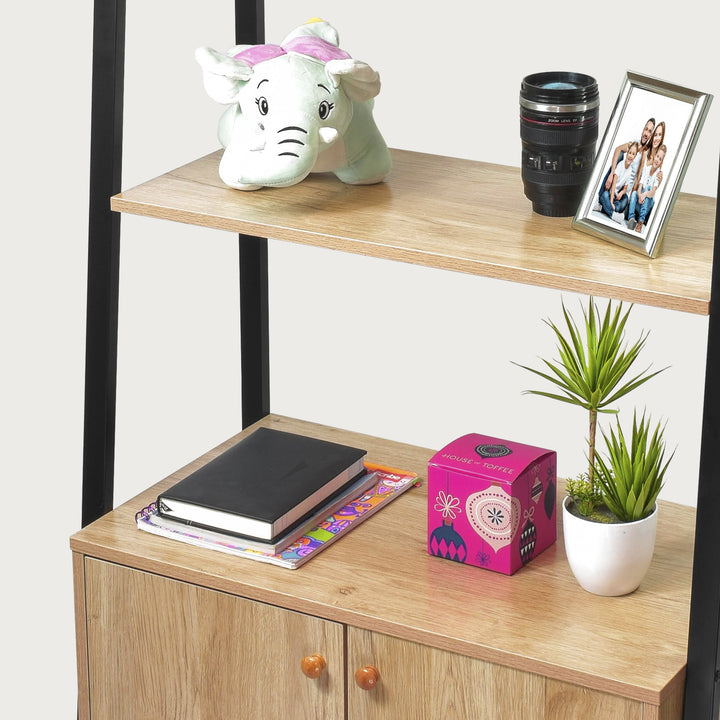Librero Vertical Bangi con Puertas Café y Negro