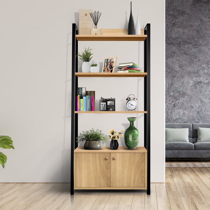 Librero Vertical Bangi con Puertas Café y Negro