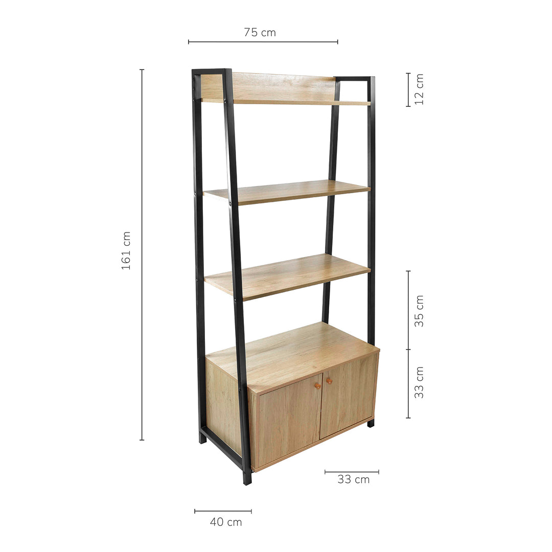 Librero Vertical Bangi con Puertas Café y Negro