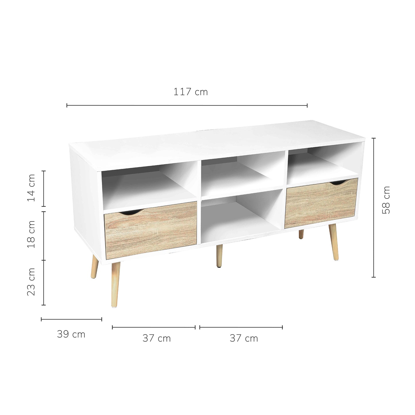 Combo Sala Nórdica - Mueble de TV Bolonia + Librero Gotemburgo