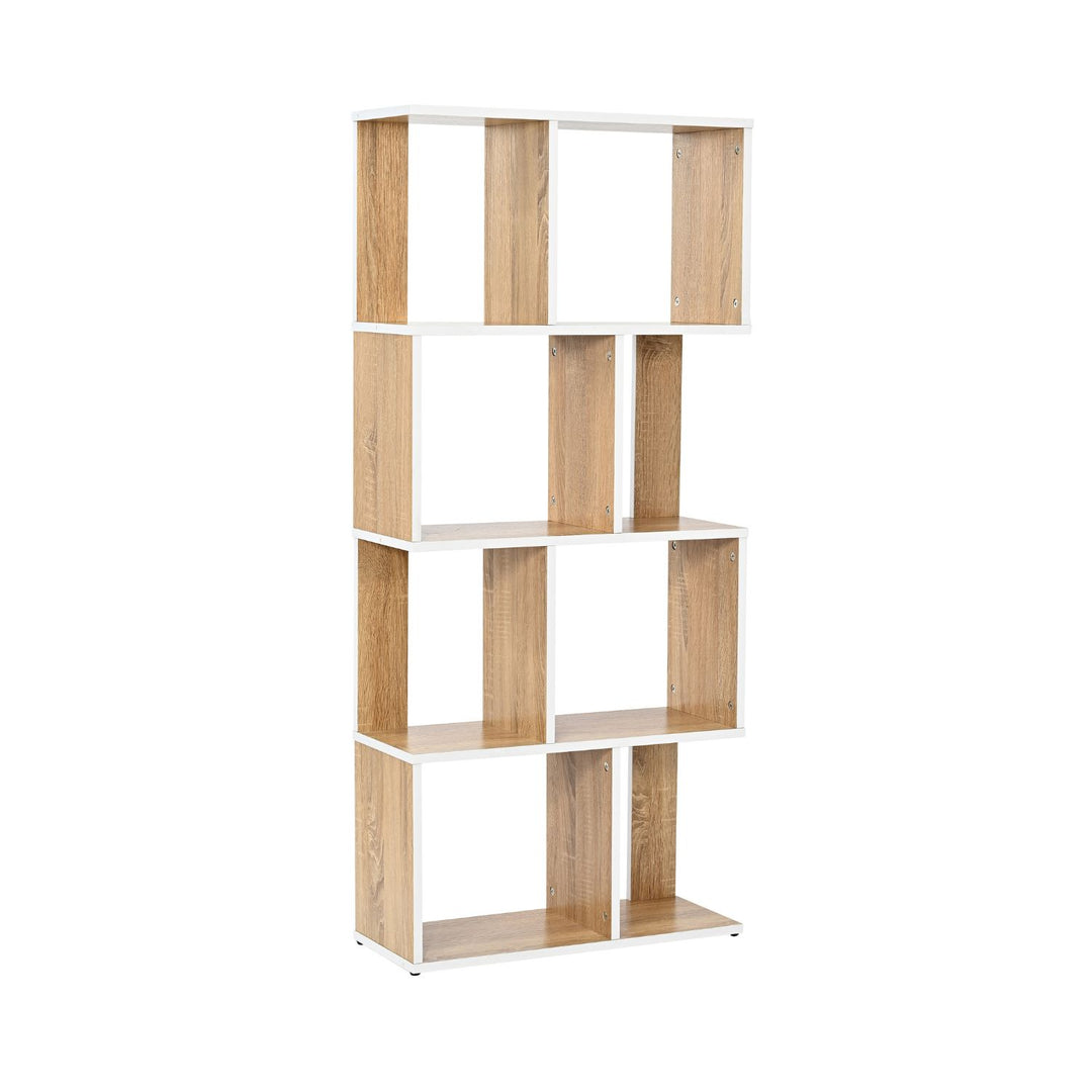 Librero Minimalista 5 Niveles Beige y Blanco