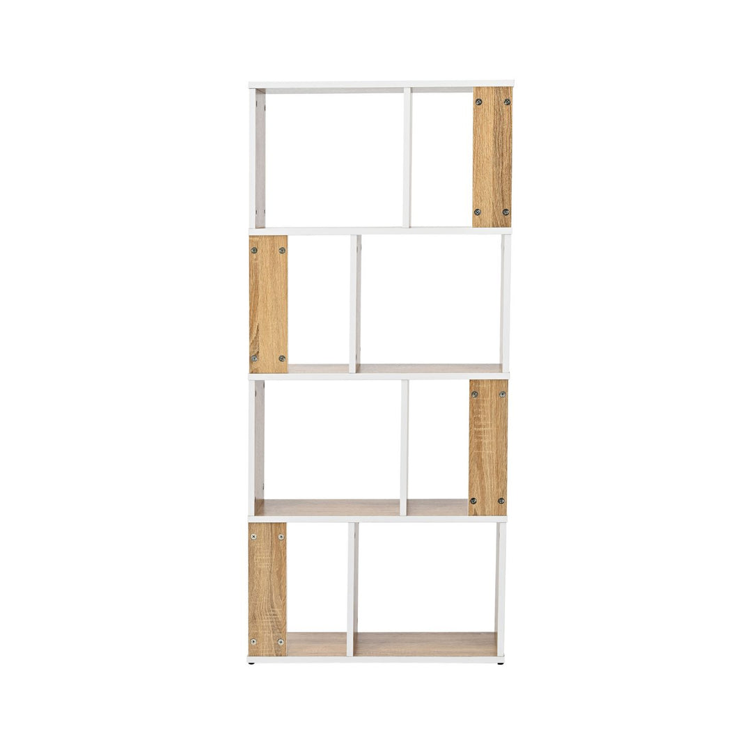 Librero Minimalista 5 Niveles Beige y Blanco