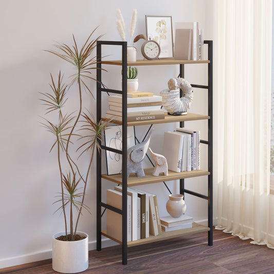 Librero Book1 Minimalista con 4 Estantes Café y Negro