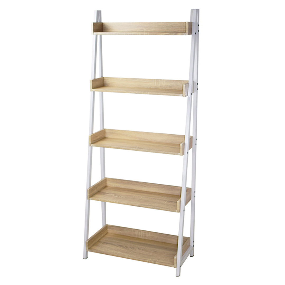 Librero Estante con Amplias Repisas Beige y Blanco
