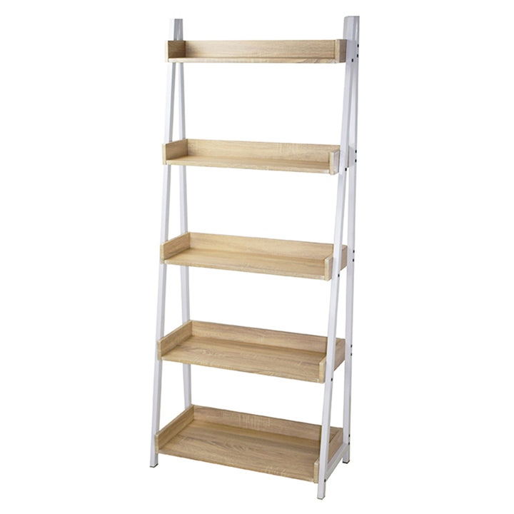 Librero Estante con Amplias Repisas Beige y Blanco