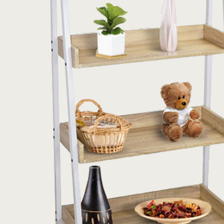 Librero Estante con Amplias Repisas Beige y Blanco