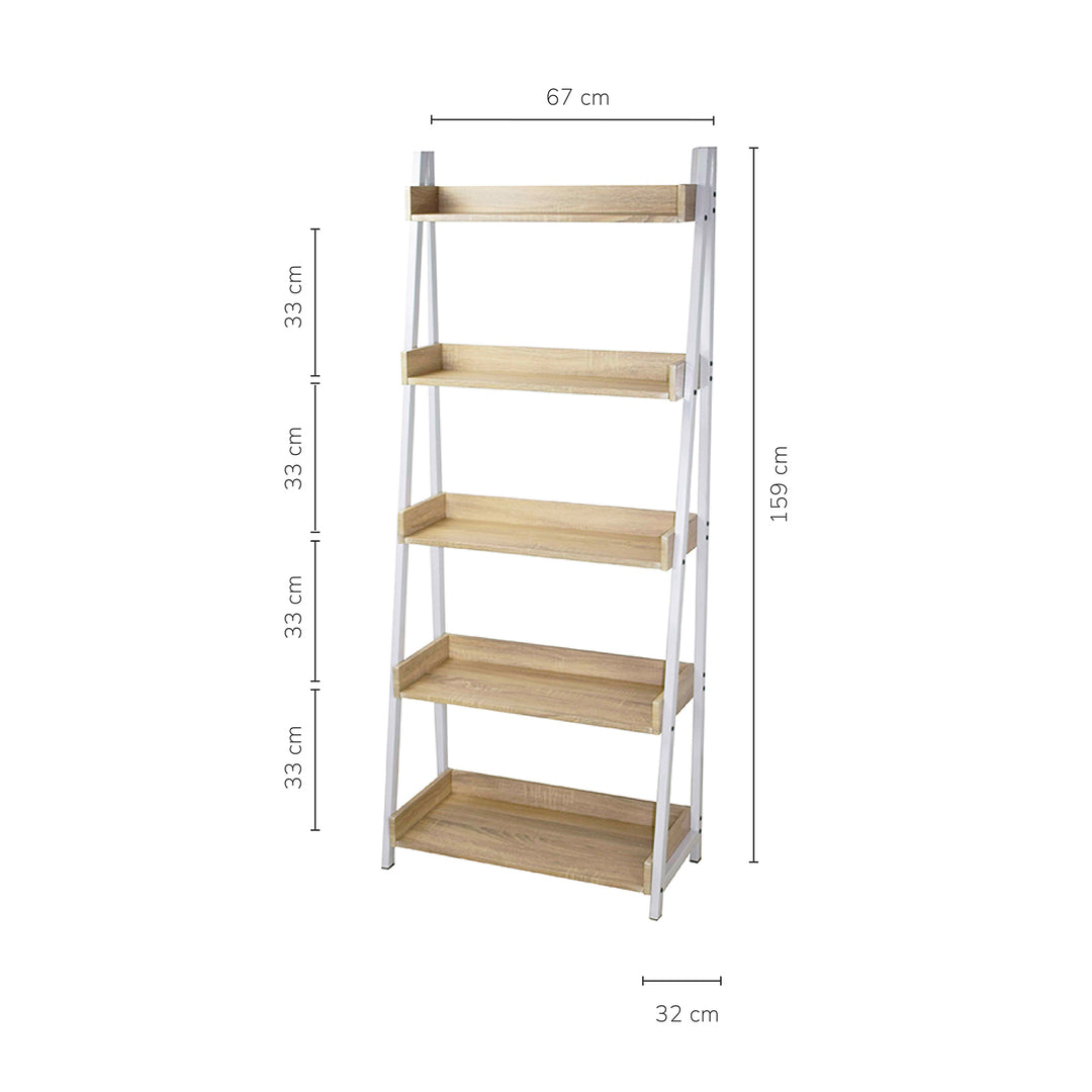 Librero Estante con Amplias Repisas Beige y Blanco