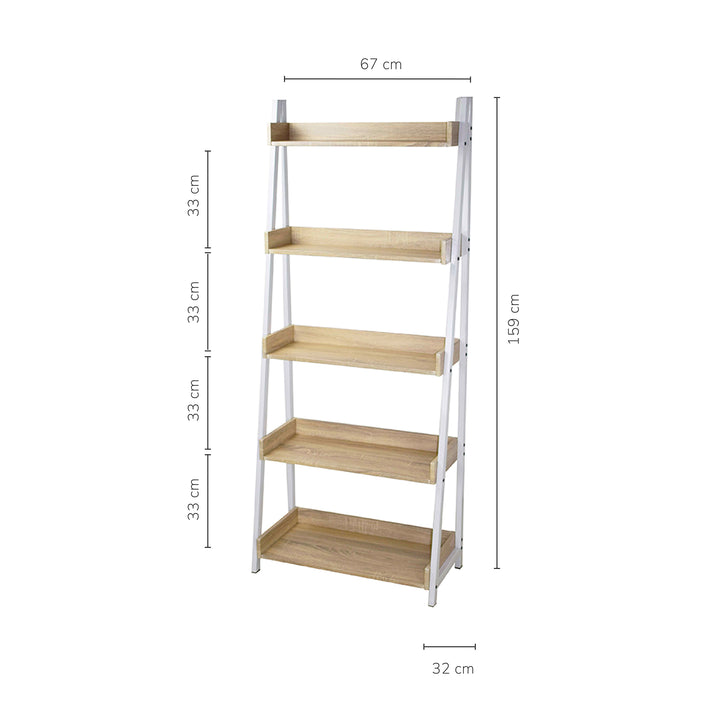 Librero Estante con Amplias Repisas Beige y Blanco