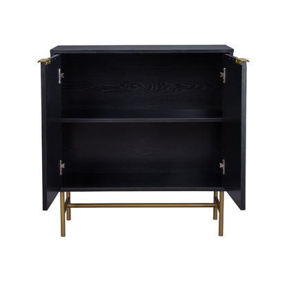 Aparador Bufetera Diseño Acanalado con Puertas Negro y Dorado