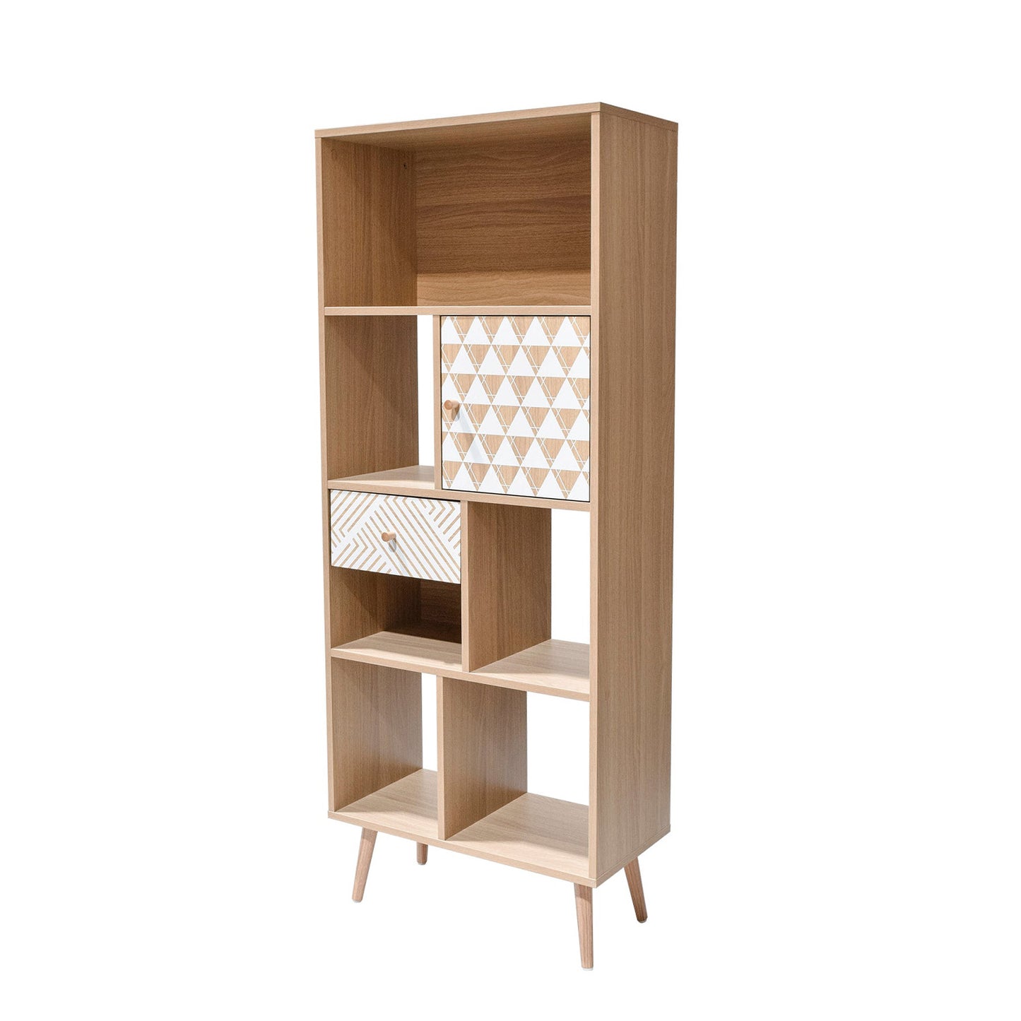 Librero Vertical Moderno Café y Blanco