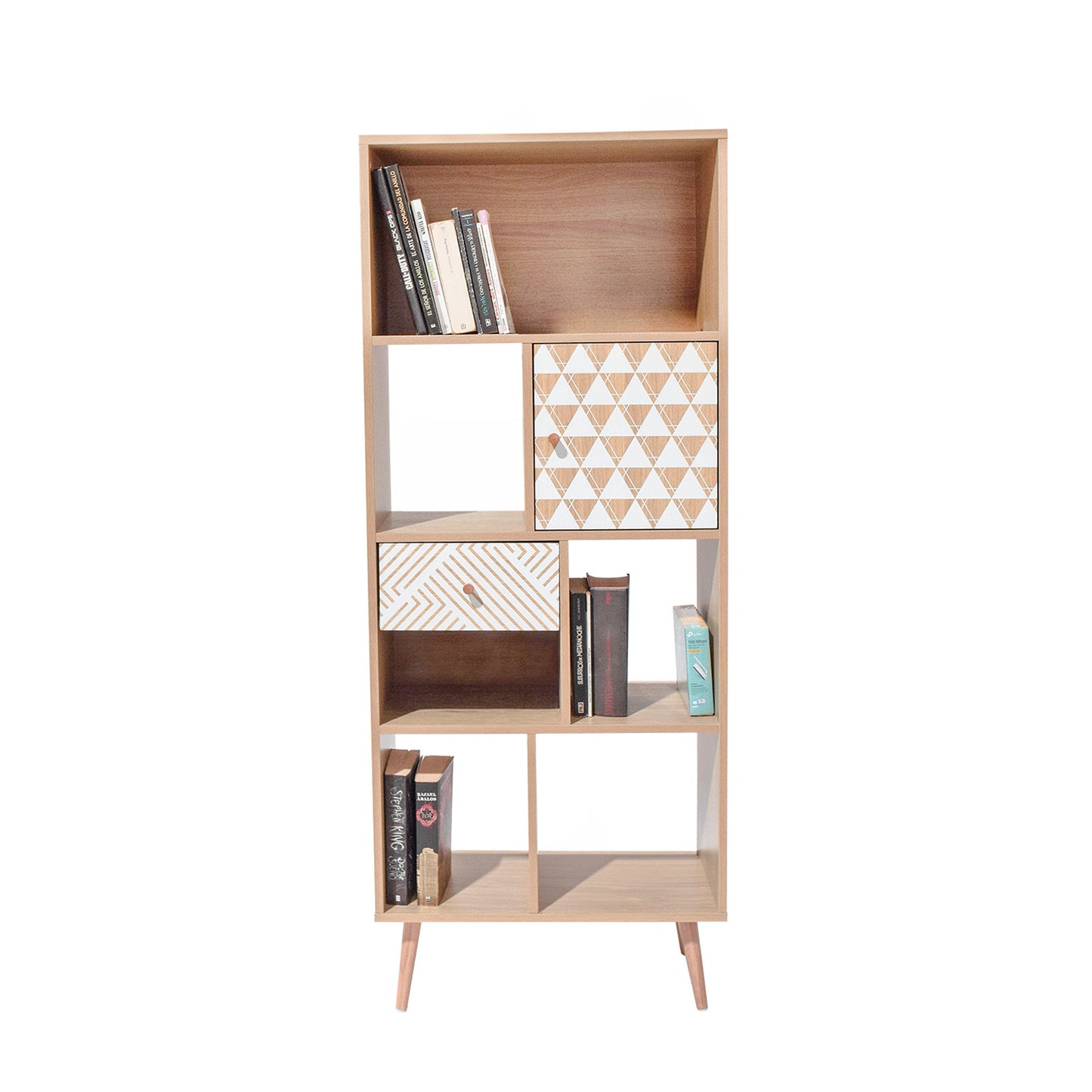 Librero Vertical Moderno Café y Blanco