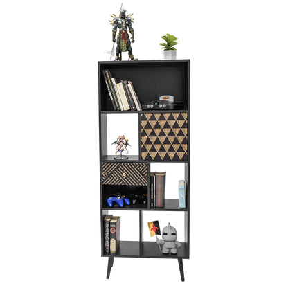 Librero Vertical Moderno Negro y Café