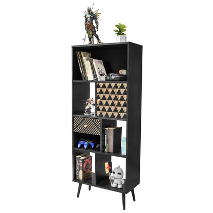 Librero Vertical Moderno Negro y Café