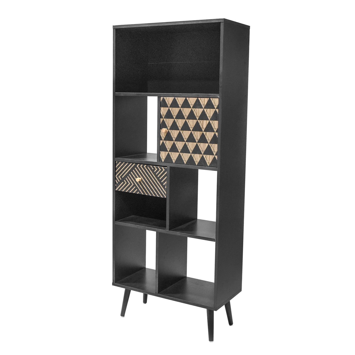 Librero Vertical Moderno Negro y Café