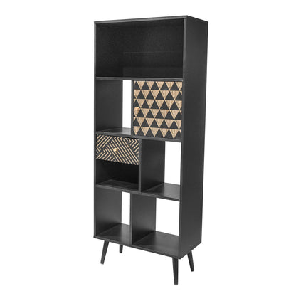 Librero Vertical Moderno Negro y Café