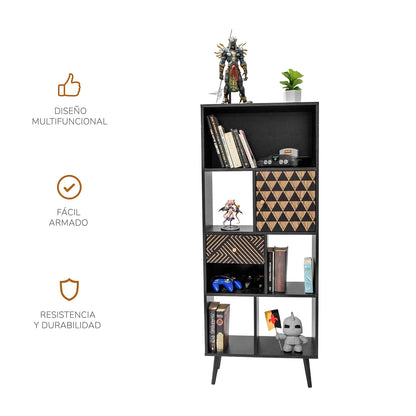 Librero Vertical Moderno Negro y Café