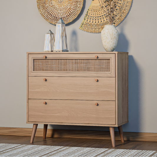 Cómoda Cajonera de 3 Cajones de Ratán
