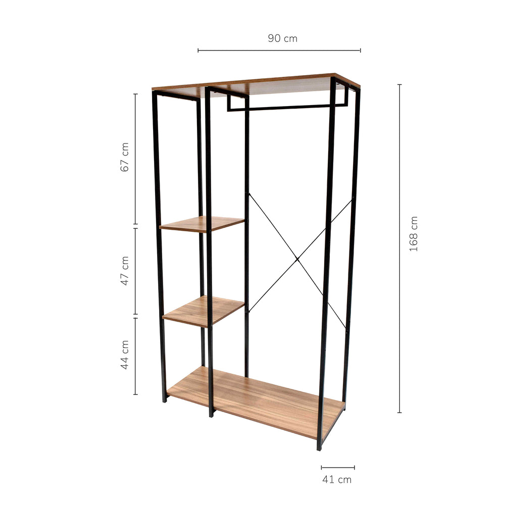 Perchero Closet Minimalista de Acero y Madera Café – Relan MX
