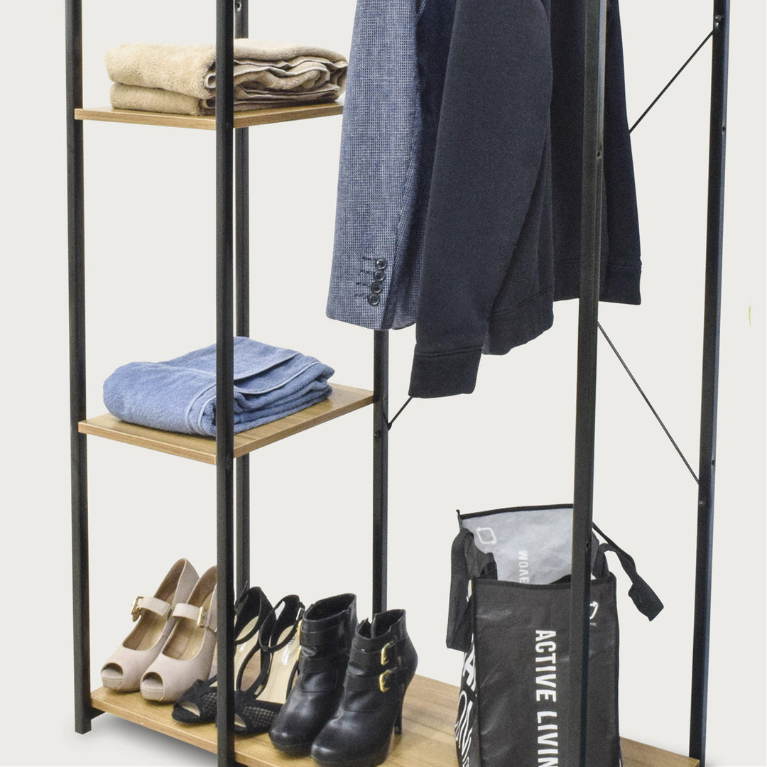 Perchero Closet Minimalista de Acero y Madera Café – Relan MX