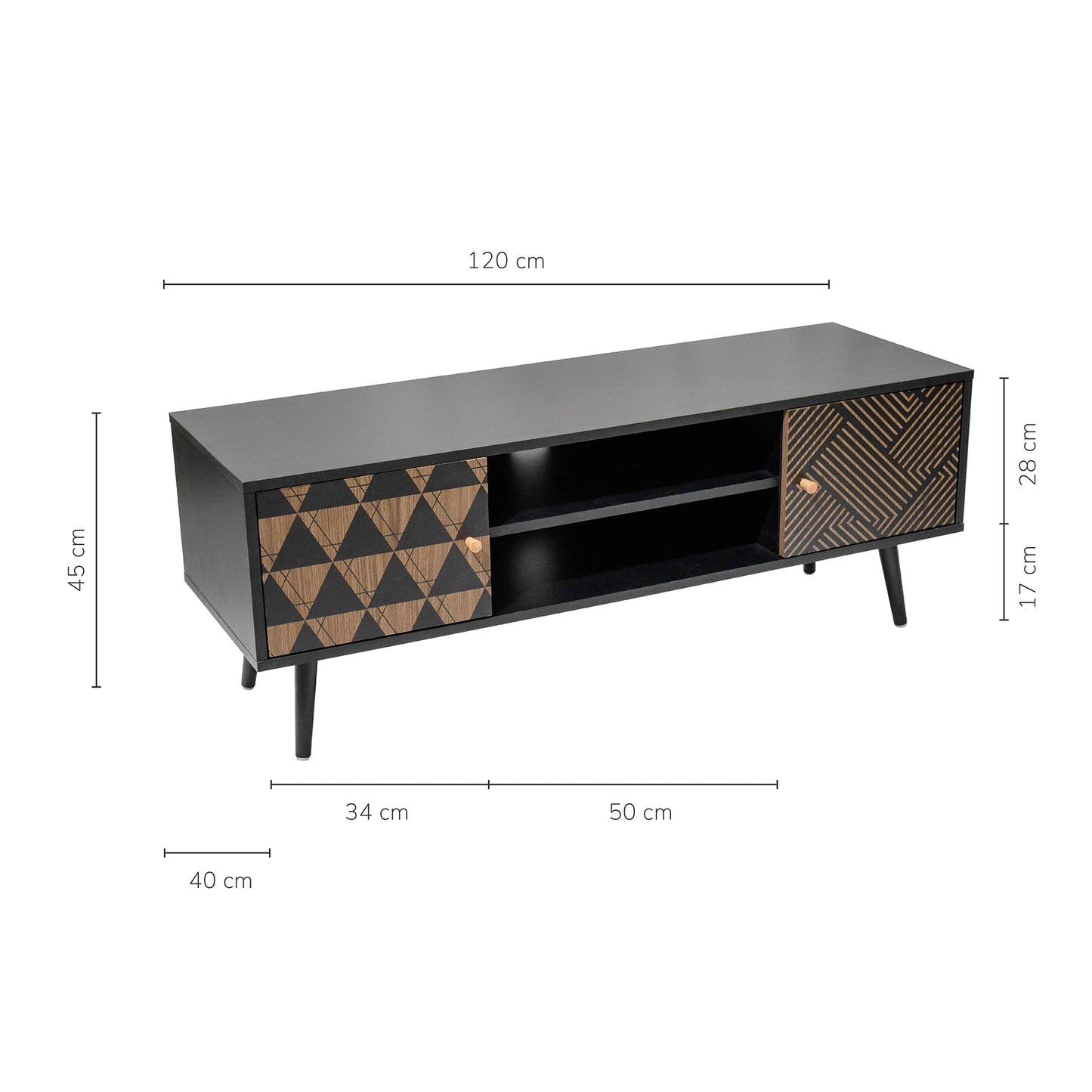 Mueble de TV Corintio-N Estilo Vintage Negro
