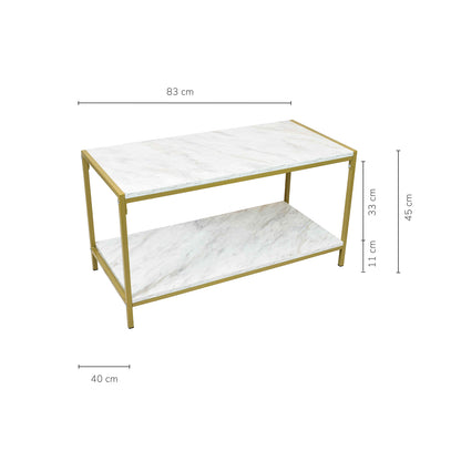 Mesa Auxiliar Dakar Tipo Mármol Blanca