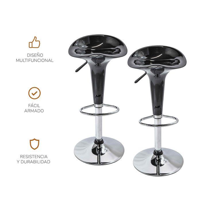 Set 2 Taburetes Danke-N con Altura Ajustable Negro