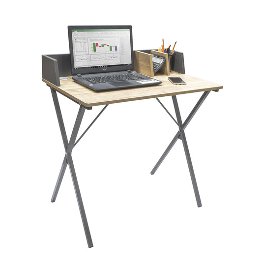 Escritorio con Estructura Metálica Negro y Beige