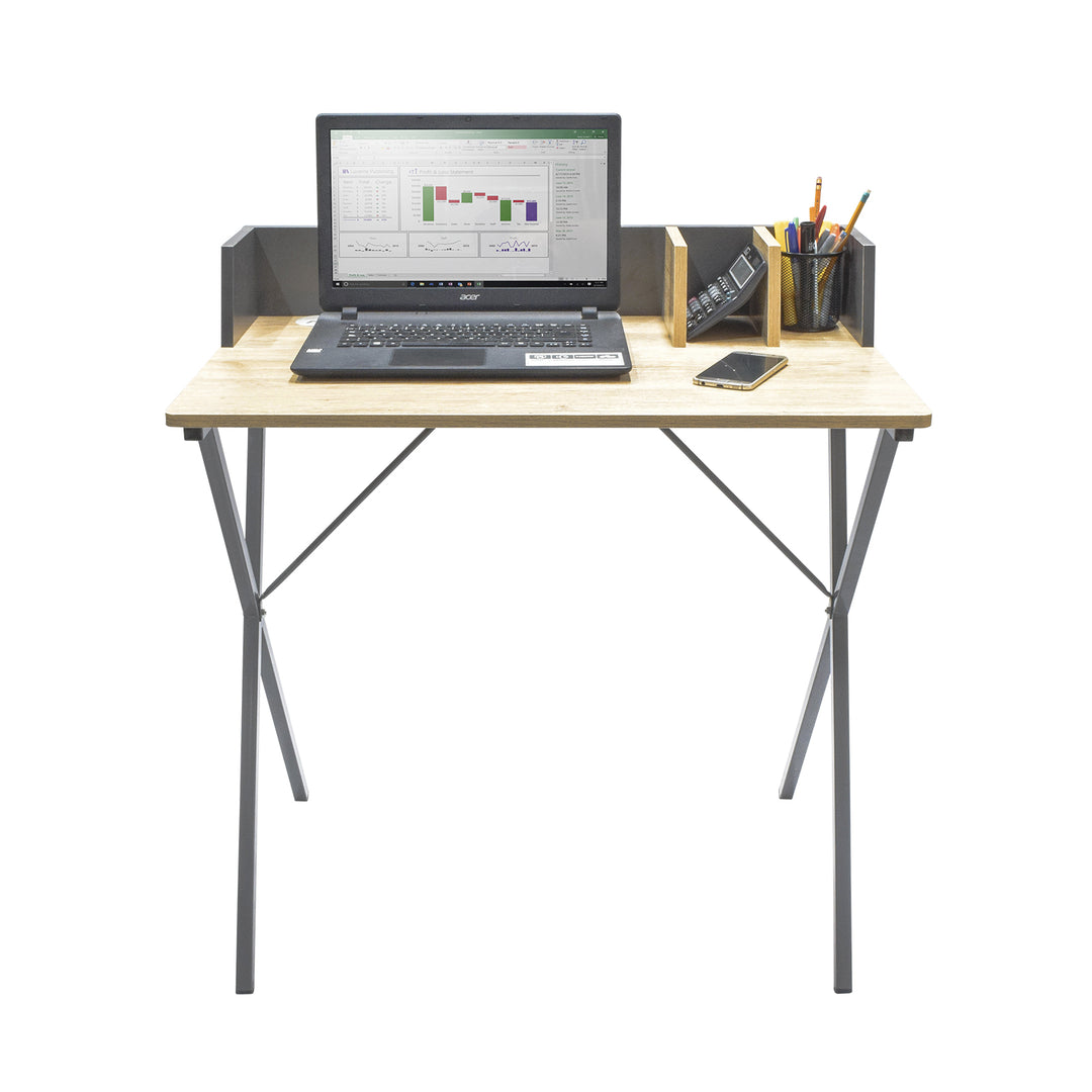 Escritorio con Estructura Metálica Negro y Beige