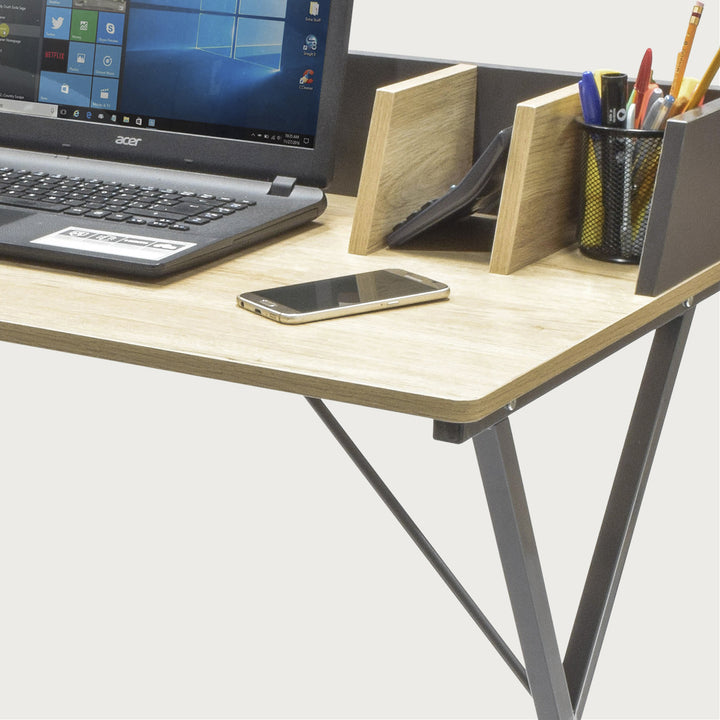 Escritorio con Estructura Metálica Negro y Beige