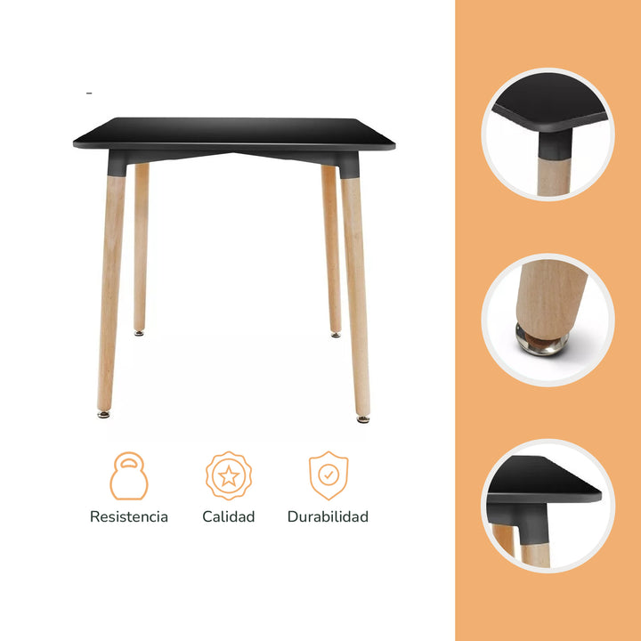 Mesa de Comedor Eames Nórdica Cuadrada Negro