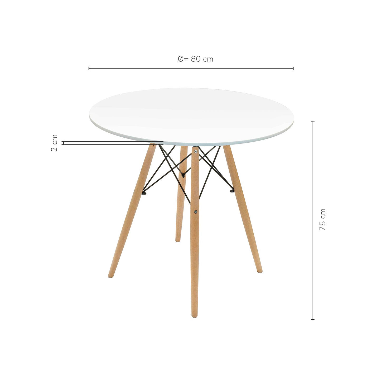 Mesa de Comedor Estilo Eames Redonda Blanca