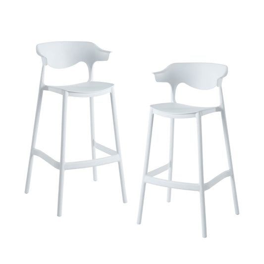 Set 2 Bancos Altos Minimalistas Aptos Exterior Blancos