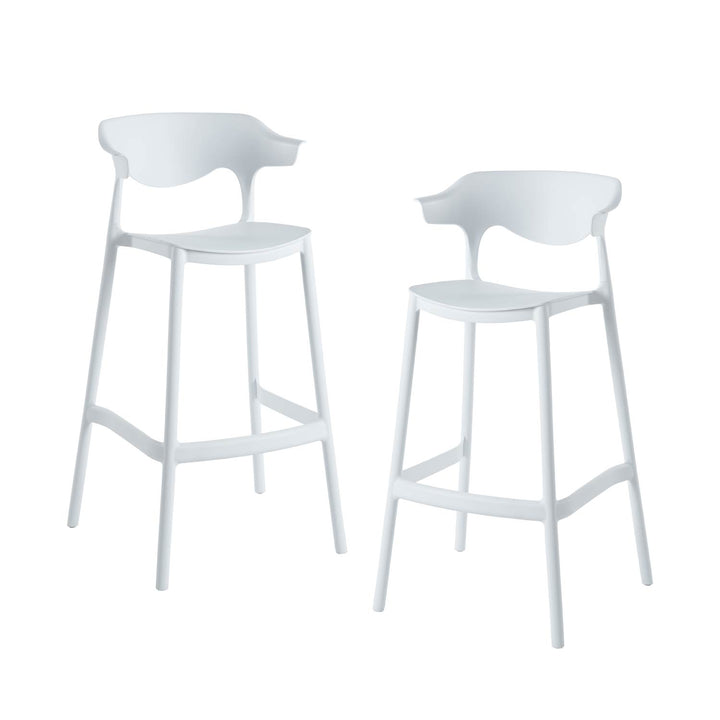 Set 2 Bancos Altos Minimalistas Aptos Exterior Blancos