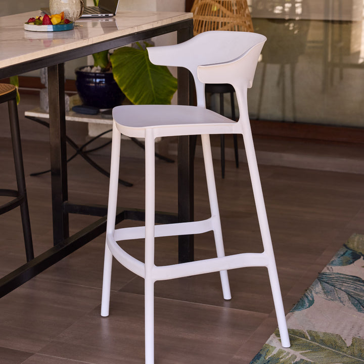 Set 2 Bancos Altos Minimalistas Aptos Exterior Blancos