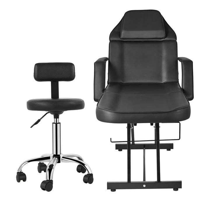 Camilla para Spa Facial Regulable con Silla Negra