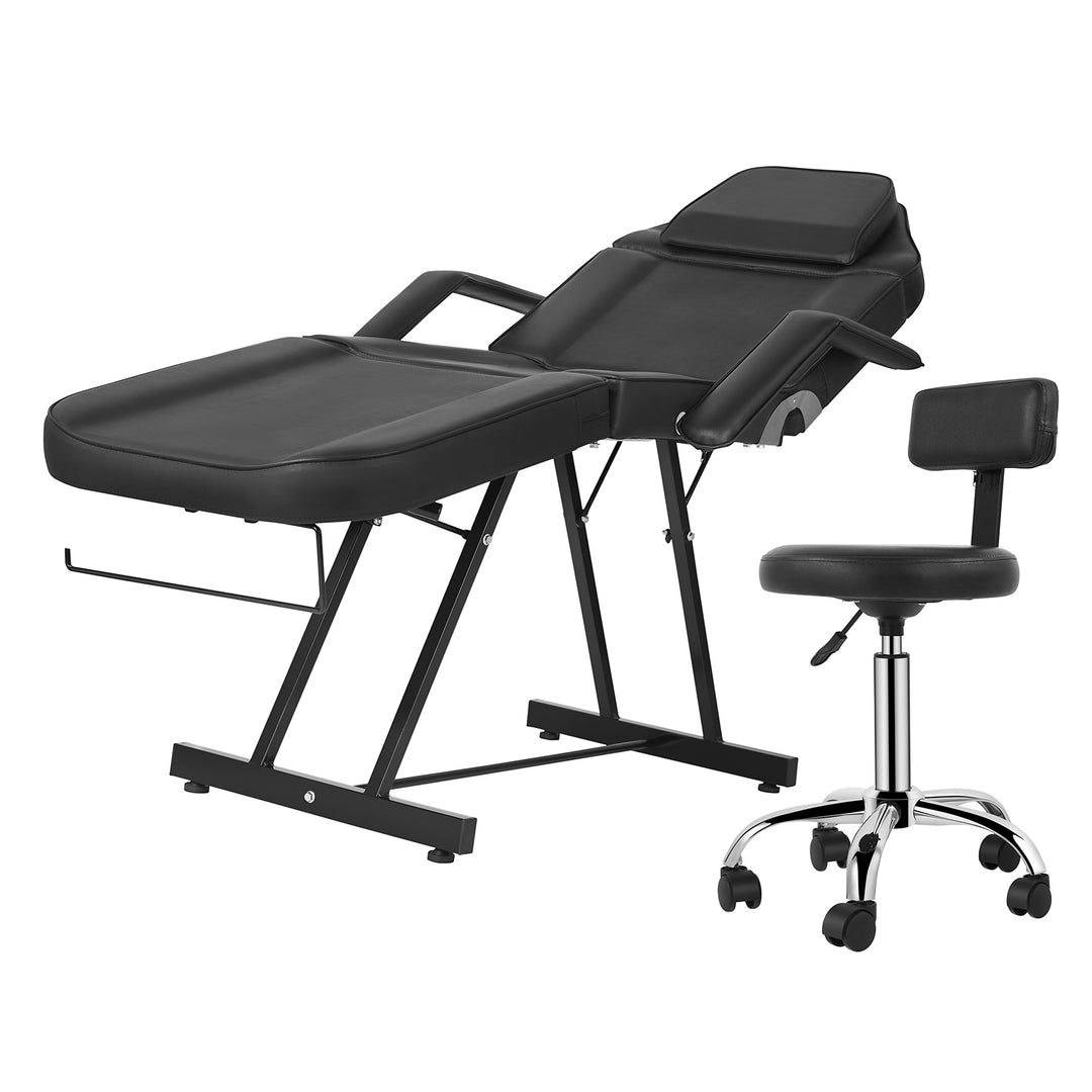 Camilla para Spa Facial Regulable con Silla Negra