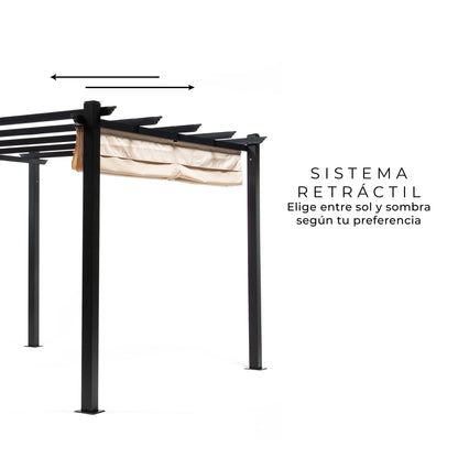 Pérgola Toldo Retráctil de 3x3 Beige