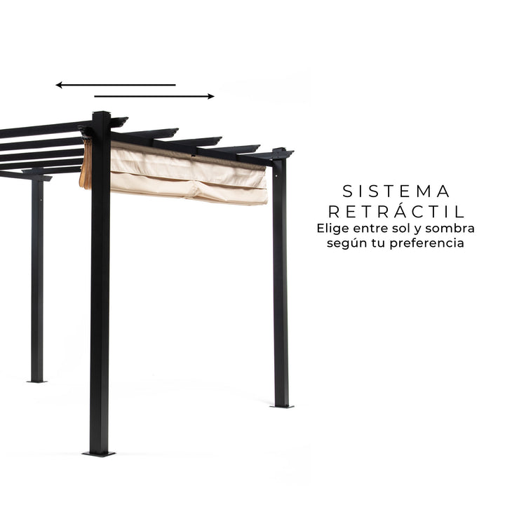 Pérgola Toldo Retráctil de 3x3 Beige