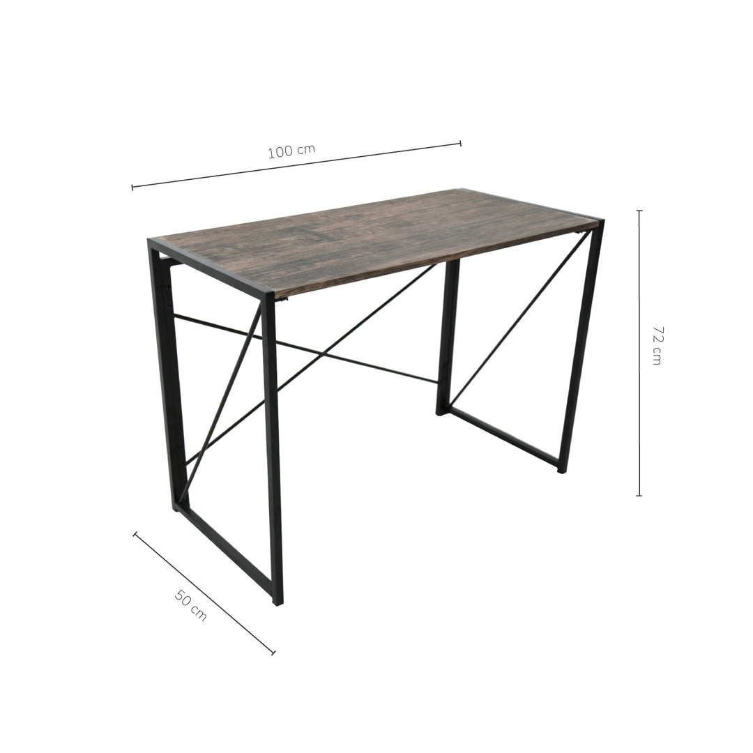 Escritorio Plegable de Melamina y Acero Café